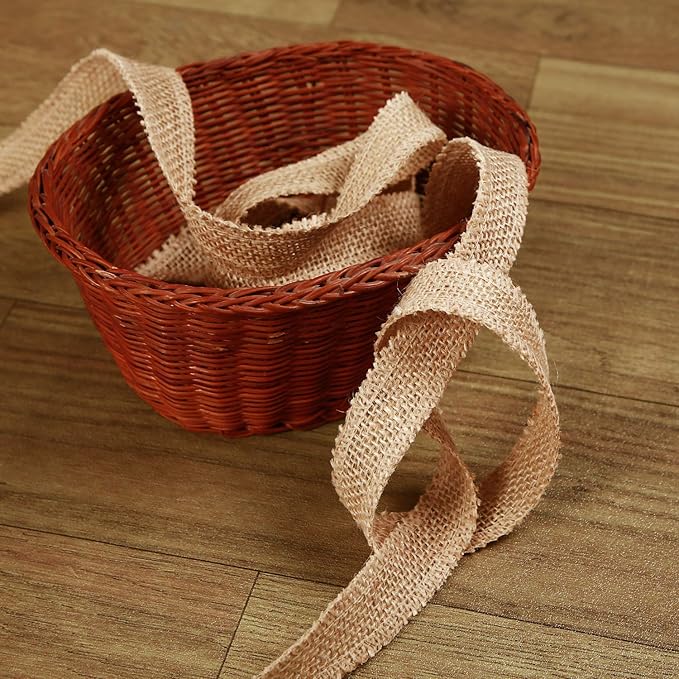 KINJOEK1 in Burlap Ribbon, 27 Yards Natural Jute Fabric Roll Ribbon - Image 4