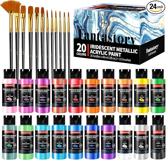Fantastory Metallic Iridescent Acrylic Paint Set by Fantastory