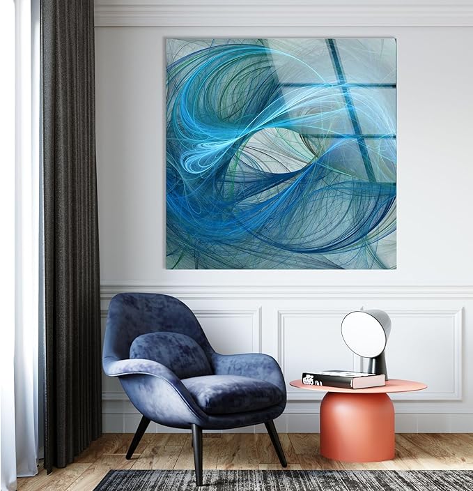 My Photostation.com Round 24'' Blue Energy Abstract Wall Art – Fluid Motion - Image 7