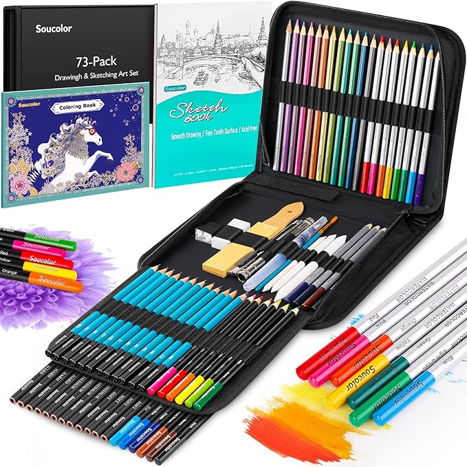 Soucolor 73 Pack Art Supplies Sketching Kit by Soucolor