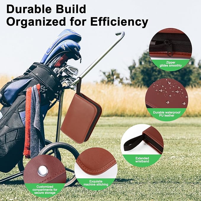Complete Golf Accessories Kit, Golf Gifts for Men and Women - 8-Piece Set with Leather Case | Rangefinder, Balls, Tees, Multi-Tool | Beginner to Pro Golf Essentials