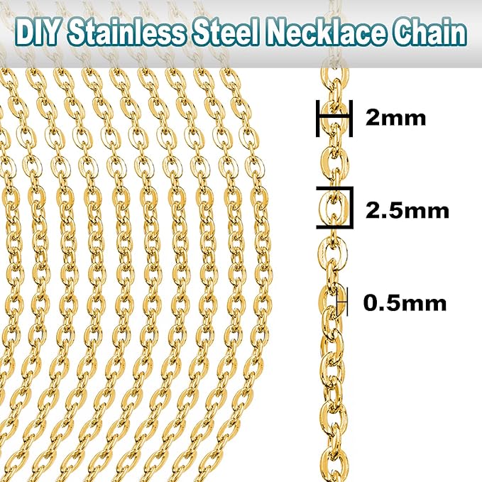 Jishi 33ft Stainless Steel Gold Plated Chain - Image 3