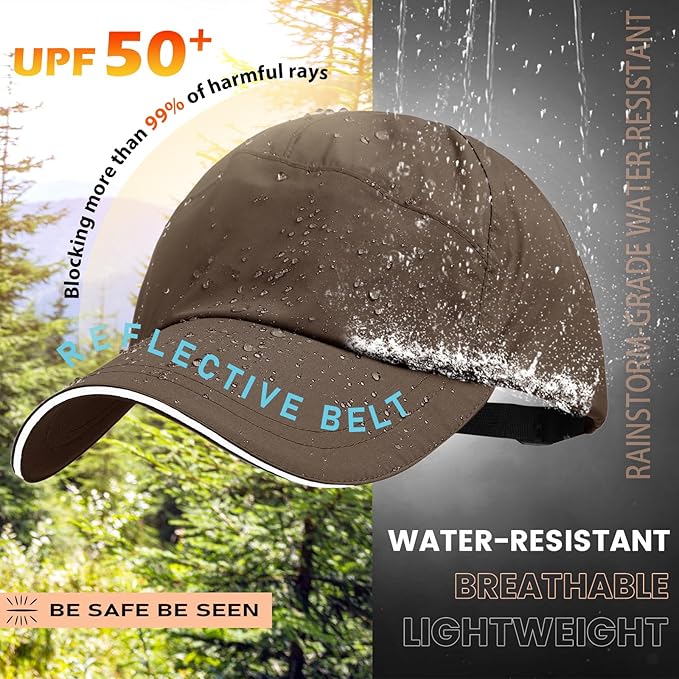 Mens Water-Resistant Baseball Cap Womens Rain Hat Foldable Outdoor Running Sun Fishing hat