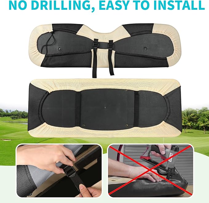10L0L Universal Golf Cart Rear Seat Cover Dress UP Older Golf Cart Durable Breathable Material Fit Like a Glove for Yamaha EZGO and Club Car, Easy to Install