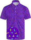 Golf Polo Shirts for Men Funny Print Short Sleeve Golf Shirts Performance Golf Polos