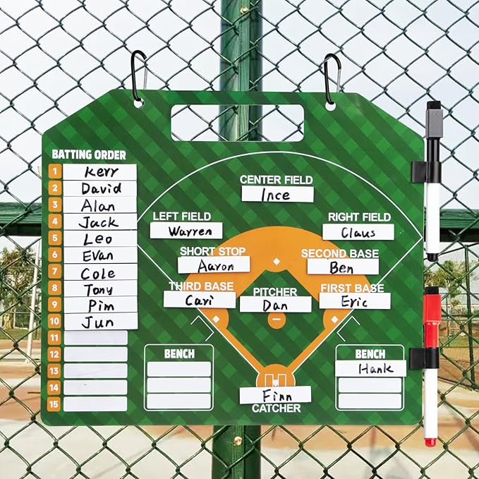 Magnetic Baseball Lineup Board, Dry Erase Coach Lineup Board, Baseball Coaching Board for Dugout, Baseball Clipboard for Coaches with 40 Lineup Cards, Baseball Coaching Accessories