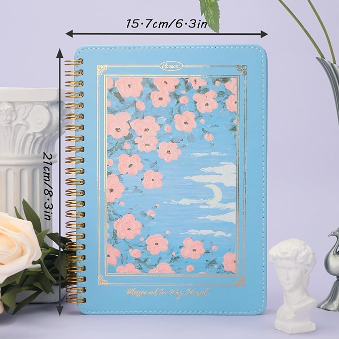 Spiral Notebook for Women, Durable A5 Leather Hardcover Notebooks, 140 Lined - Image 2