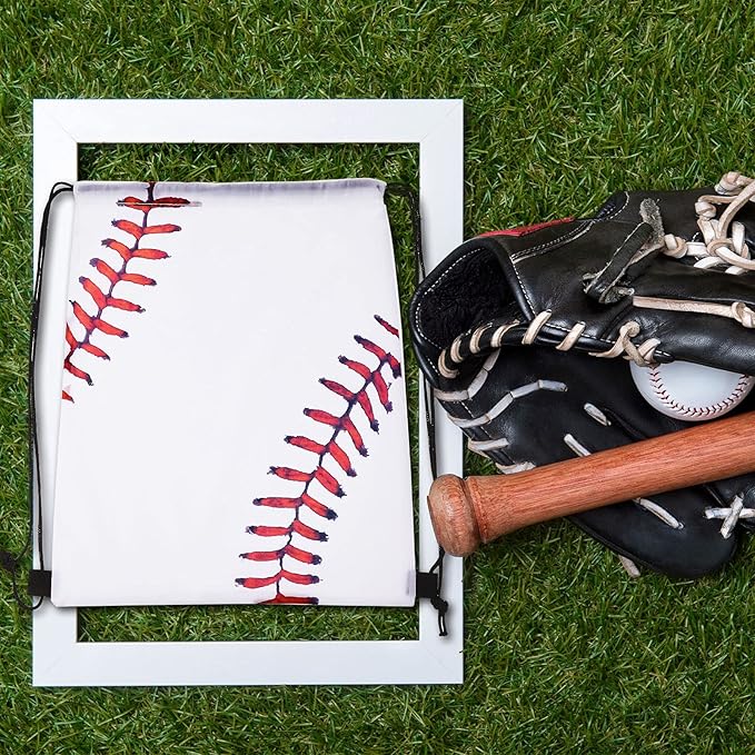 Frienda Baseball Drawstring Backpack Bag Baseball Drawstring Party Favor Bags for Gym Sports Teams(12 Pieces)