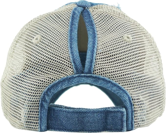 Classic Plain Ponytail Messy High Bun Headwear Adjustable Cotton Trucker Mesh Glitter Hat Baseball Cap
