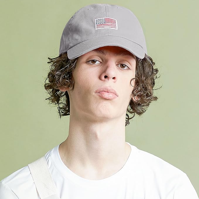 USA Flag & Embroidery Premium 100% Cotton Low Profile Adjustable Baseball Dad Cap