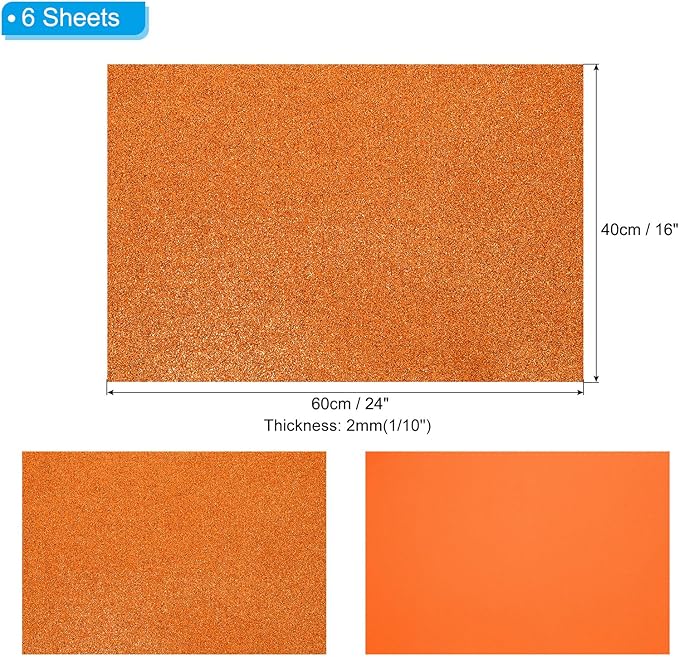PATIKIL 2mm Thick Non Adhesive Glitter Foam Sheet 16x24inch Orange, EVA Shiny - Image 2