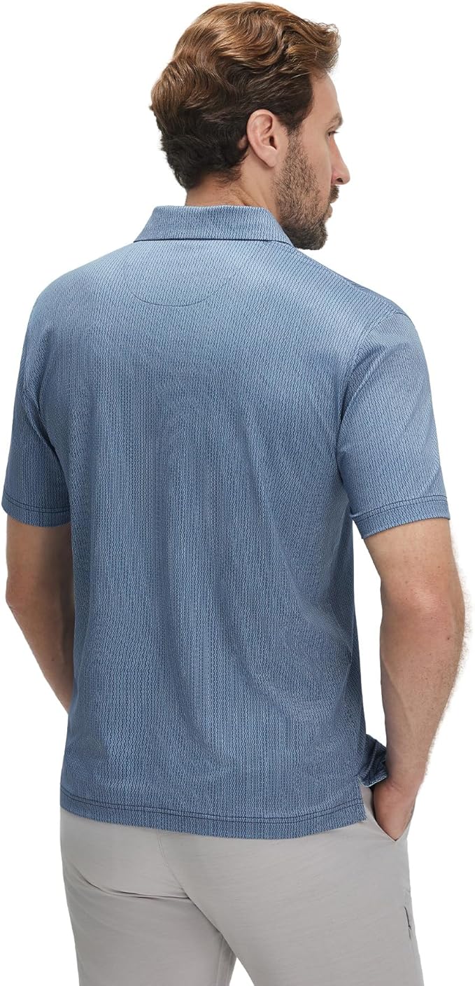 M MAELREG Mens Golf Shirt Short Sleeve Dry Fit Print Moisture Wicking Performance Patterns Collared Polo Shirt