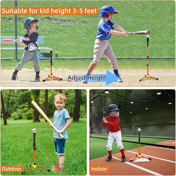 23.5 to 39.76 Inches Baseball Tee for Kids, Batting Tees for Baseball with Carry Bag, Portable Stable Tanner Tee, Baseball Training Equipment Aged 5-12, Softball Tee for Batting and Hitting
