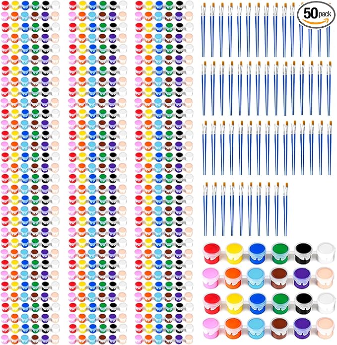 OLINGYOU 50 Pack Mini Acrylic Paint Set, 12 Colors Washable Paint Strips by OLINGYOU