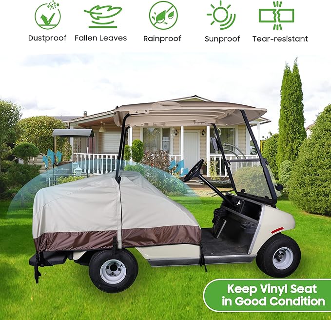 10L0L Waterproof Golf Cart Seat Cover, Universal for Yamaha EZGO Club Car 2+2 Seats Rain Covers | 600D Oxford Golf Cart Seat Protective Covers | Rain & Dust Protection | Easy On/Off for Daily Use