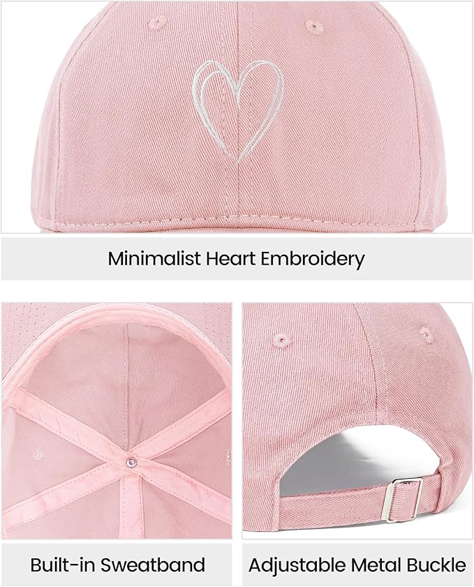 American Trends Womens Baseball Caps Cute Heart Dad Hat, Adjustable Cotton Unisex Cap for Workout, Golf & Everyday Wear