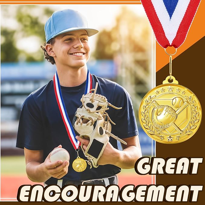 Misdary 12 Pack Medals with Neck Ribbons Team Participation Trophies for Kids Sports Awards Party Favors for Sports Competitions Celebration Gift