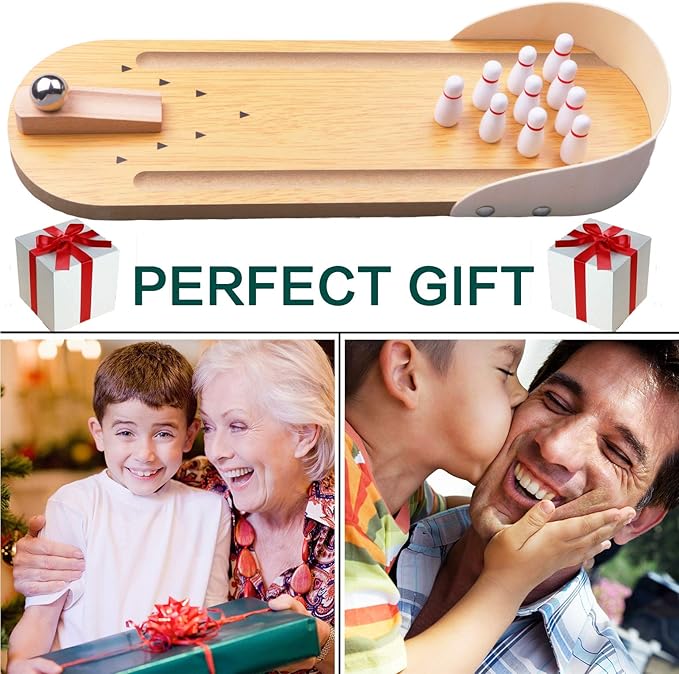 Table Top Mini Bowling Game Set-Tabletop Wooden Board Mini Arcade Desktop Tiny - Image 6