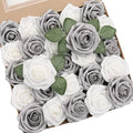 Floroom Artificial Flowers 50pcs Real Looking Shimmer Silver Grey Foam Fake by Floroom