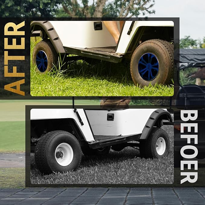 Golf Cart SS Wheel Covers Hub Caps for EZGO Club Car Yamaha, 8 inch Golf Cart Hub Caps, Set of 4 Wheel Covers