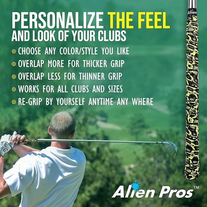 Alien Pros Golf Grip Wrapping Tapes - Innovative Golf Club Grip Solution - Enjoy a Fresh New Grip Feel in Less Than 1 Minute