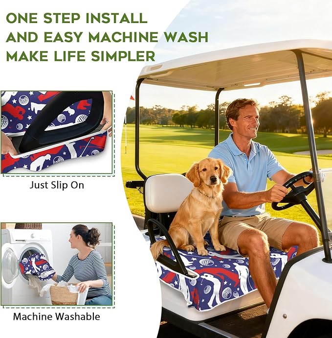 Golf Cart Seat Covers Club Car Golf Cart Accessories for Men Women Golf Carts Seat Towel Blanket 2-Seat Golf Cart Decorations