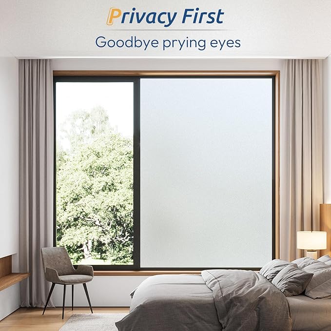 rabbitgoo Window Privacy Film, Frosted Glass Window Clings, Static Cling UV - Image 3