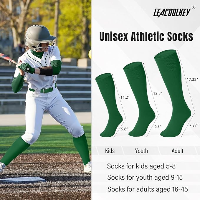 LEACOOLKEY Baseball Belt and Socks Combo Set Adjustable Softball Socks and Elastic Belt for Youth and Adult