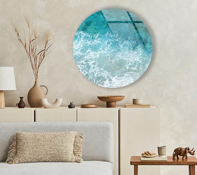 My Photostation.com 27.5'' Diameter Sea Waves Round Glass Wall Art Tempered - Image 5