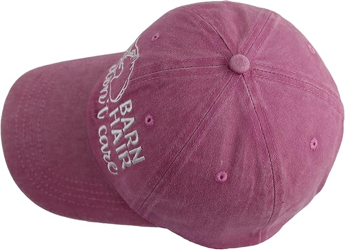 Barn Hair Don't Care Hat, Embroidered Adjustable Wash Cotton Baseball Cap, Horse Lovers Gifts for Women Men