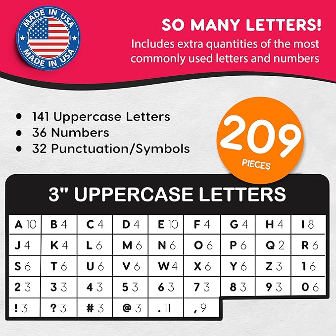 209 Pcs 3" Red Bulletin Board Letters & Numbers, Capital Letters, Punctuation - Image 4