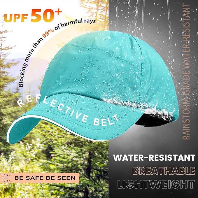 Mens Water-Resistant Baseball Cap Womens Rain Hat Foldable Outdoor Running Sun Fishing hat