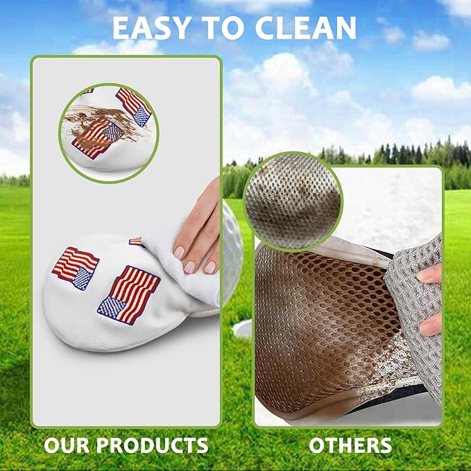 Golf Club Head Covers for Men Women, PU Leather Golf Headcover for Driver Fairway Wood and Hybrid, Funny Golf Accessories