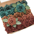 Floroom Artificial Flowers 25pcs Real Looking Teal Green Terracotta Ombre by Floroom