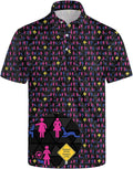 Golf Polo Shirts for Men Funny Print Short Sleeve Golf Shirts Performance Golf Polos