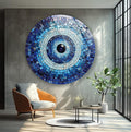 My Photostation.com 10'' Diameter Blue Mosaic Evil Eye Round Glass Wall Art by MyPhotostation