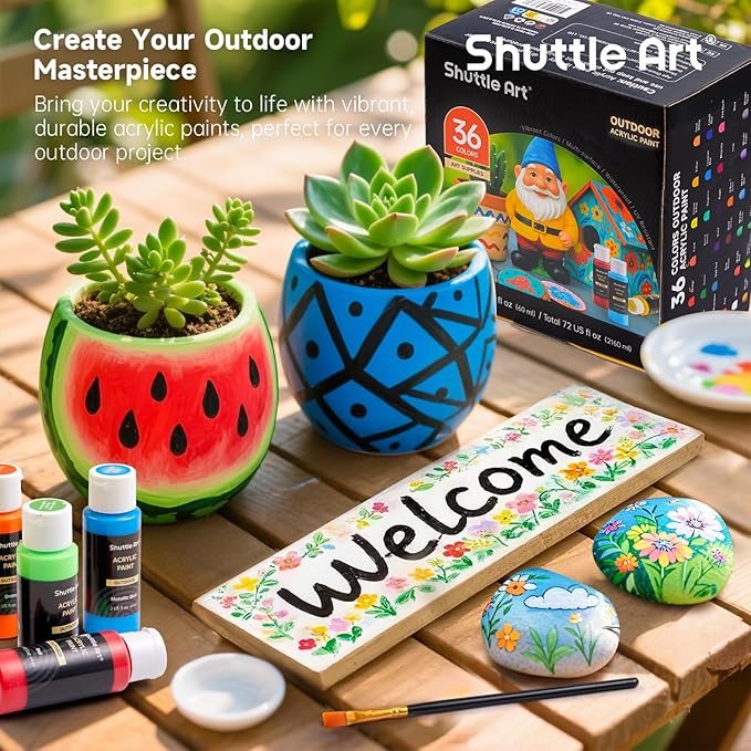Shuttle Art Outdoor Acrylic Paint Set, 36 Colors 2oz/60ml Waterproof Acrylic - Image 7