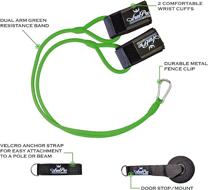 Arm Pro Bands Baseball Softball Resistance Training Bands - Arm Strength, Pitching and Conditioning Equipment, Available in 3 Levels (Youth, Advanced, Elite), Anchor Strap, Door Mount