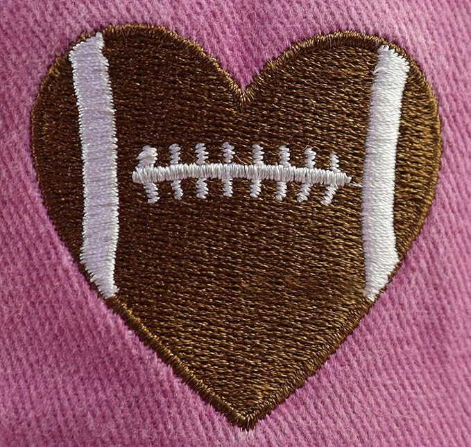 Football Heart Hat for Men Women, Adjustable Cotton Embroidered Heart Football Baseball Cap
