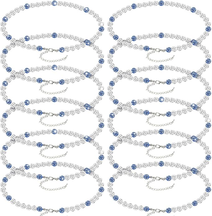 Landical 12 Pcs Bling Baseball Necklace Ice Beaded Baseball Necklace Cool Gifts Bulk for Team Players Lovers Fans