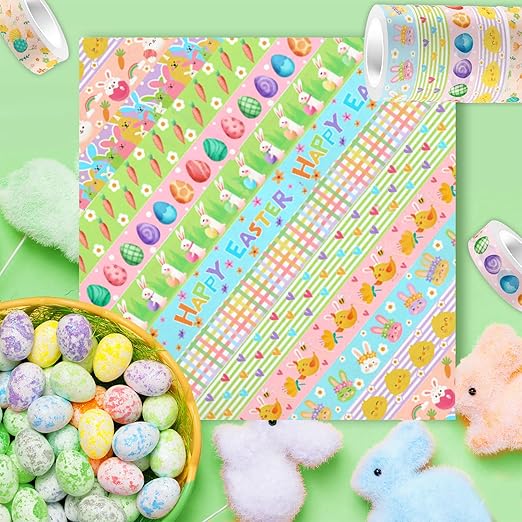 12 Rolls Summer Farm Washi Tape, Farm Animals Chicks Rabbits Masking Tape - Image 7
