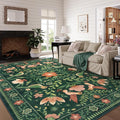 Morebes Washable Rugs 9x12 for Living Room, Large Bird Floral Area Rug Non Slip by Morebes