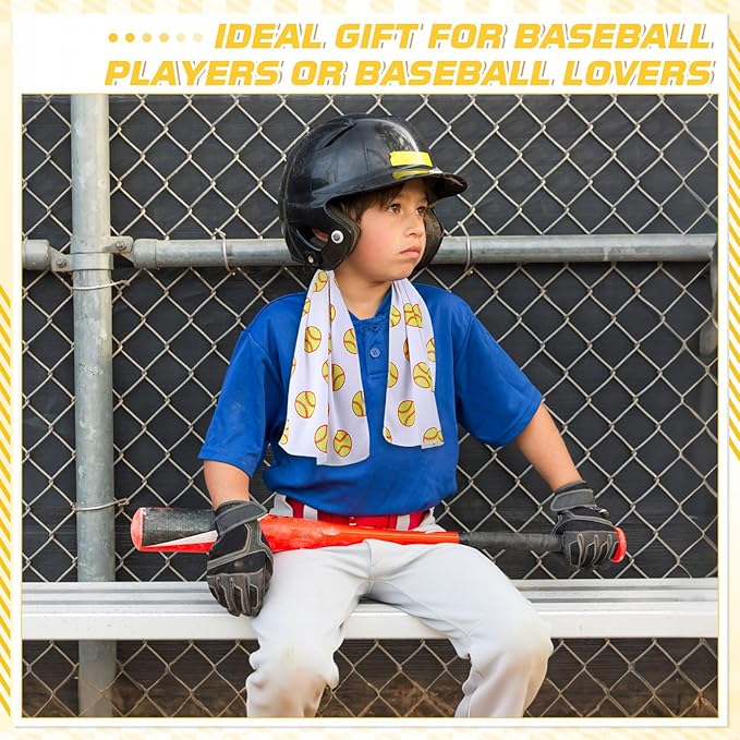 FuWeave 12 Pcs Sports Cooling Towels Baseball Basketball Softball Breathable Soccer Football Volleyball Microfiber Ice Towel Fast Drying for Party Favors Team Gift (Softball,30 x 9 Inch)