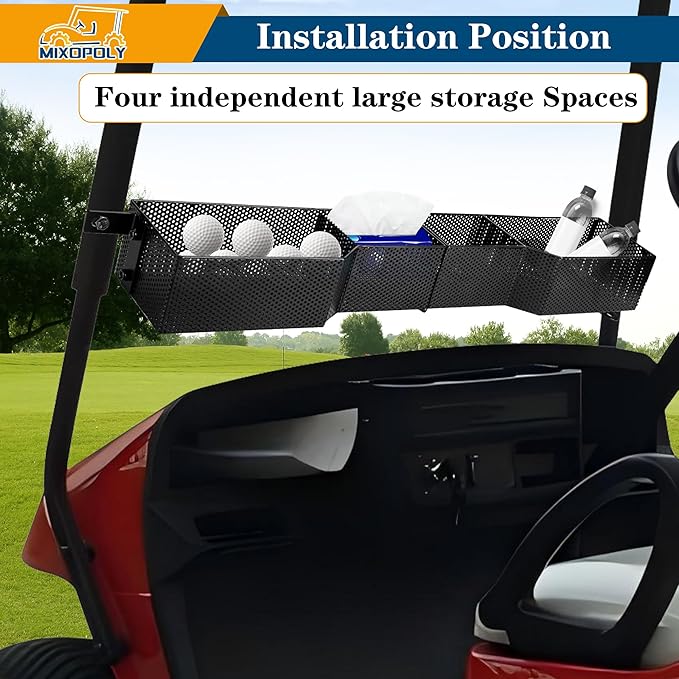Golf Cart Front Inner Basket for EZGO TXT/RXV 2008-up, Solid Dash Storage Tray Organizer, Sturdy and No Rattles