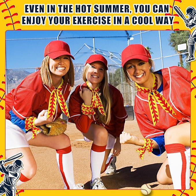 Shyyween 12 Pcs Baseball Cooling Towels Softball Cooling Neck Wraps Ice Scarf Bulk Cool Bandana for Women Men Team Gift Sport