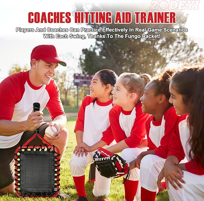 Baseball Racket for Fly Balls, Grounders, and Line Drives - Softball/Baseball Fungo Bat for Coaches and Parents to Help with Auxiliary Training - Attach a Racket Bag and Winding Tape