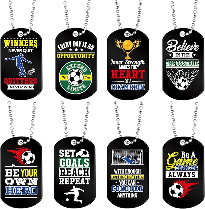Moukeren 24 Pcs Motivational Dog Tag Necklaces Acrylic Dog Tags with Metal Beaded Chain Encouraging Cheerleaders Gifts for Team Favors