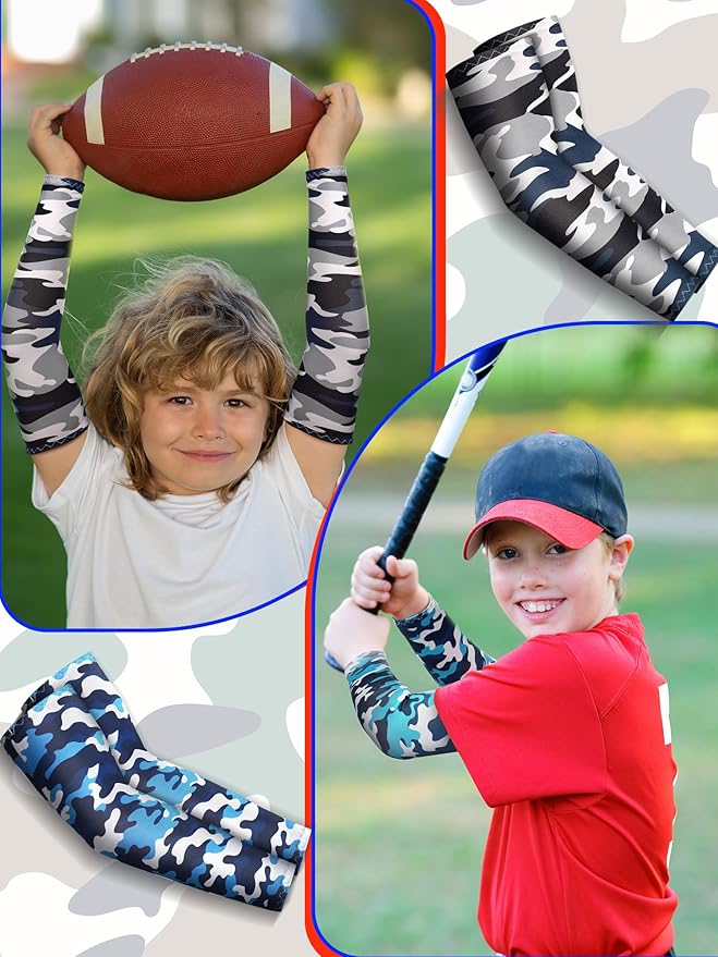Newcotte 12 Pairs Arm Sleeves for Kids Compression Football Baseball Arm Sleeve Youth UV Protection Breathable Cooling Sleeve