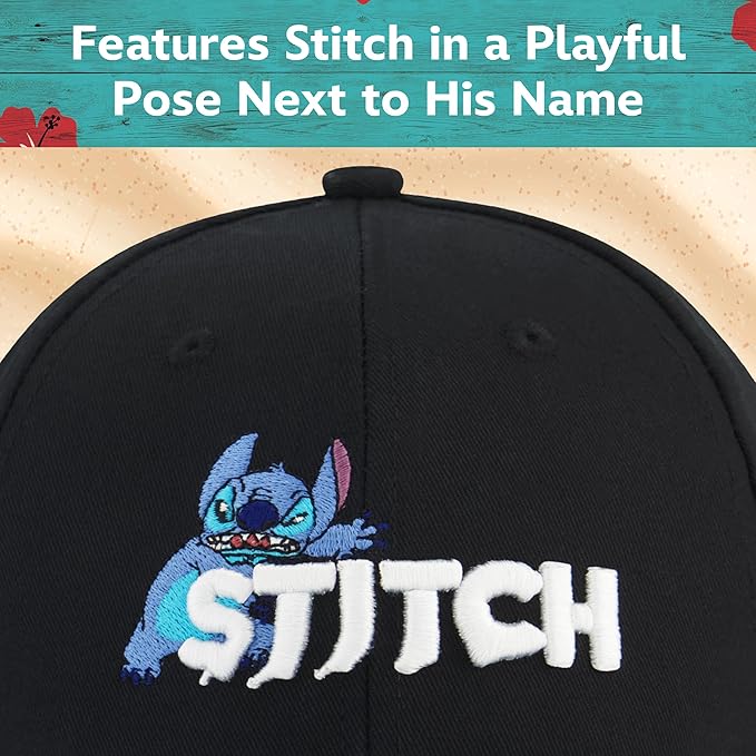 Disney Stitch Dad Hat, Adult Cotton Baseball Cap with Curved Brim