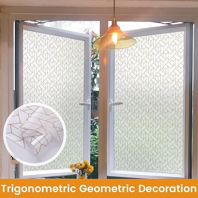 DKTIE Geometric Art Stained Glass Window Film Bathroom Window Privacy Film - Image 7